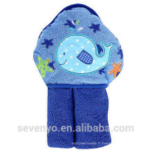 Wrap en bleu à capuche bébé serviette serviette de bain de haute qualty bébé serviette à capuchon - Dolphin